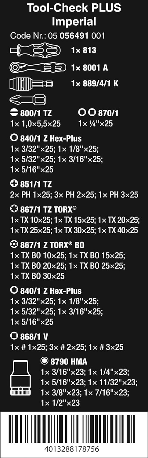 Tool-Check PLUS Imperial, 39-teilig, Bit-Satz, Tool-Check PLUS Imperial, Single