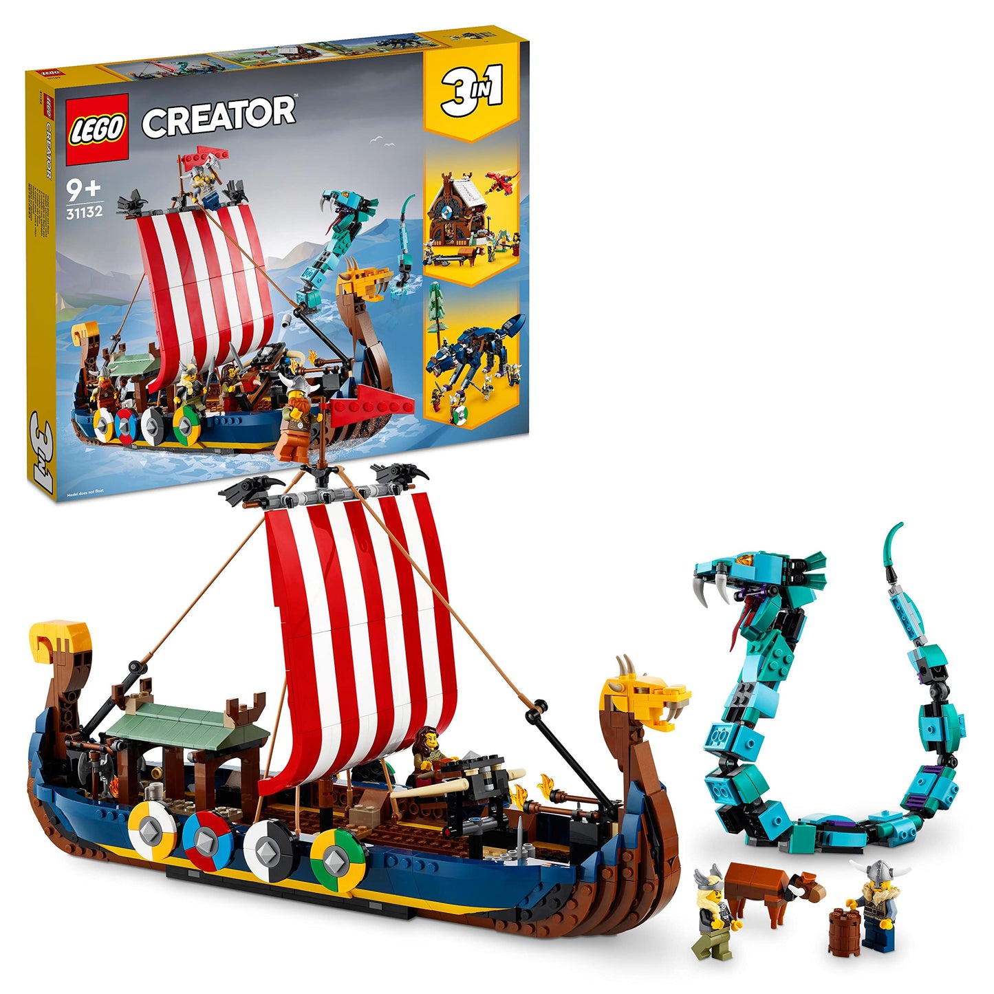 31132 Creator 3in1 Wikingerschiff mit Midgardschlange, Konstruktionsspielzeug