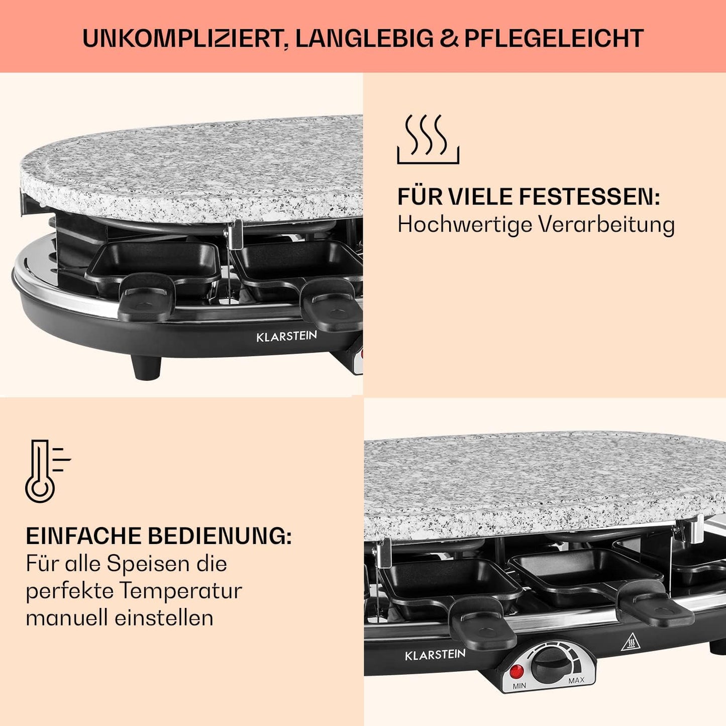 GQ6-Steaklette, 2-in-1 Grill ohne Untersetzer & Holzspatel