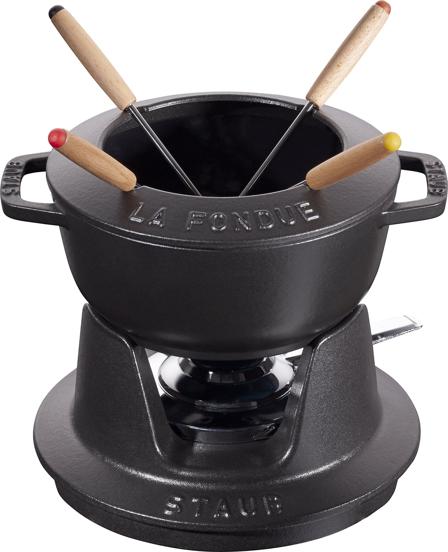 Fondue Set schwarz m. 2 Griffen, rund. 16 cm, 1.1L, Schwarz