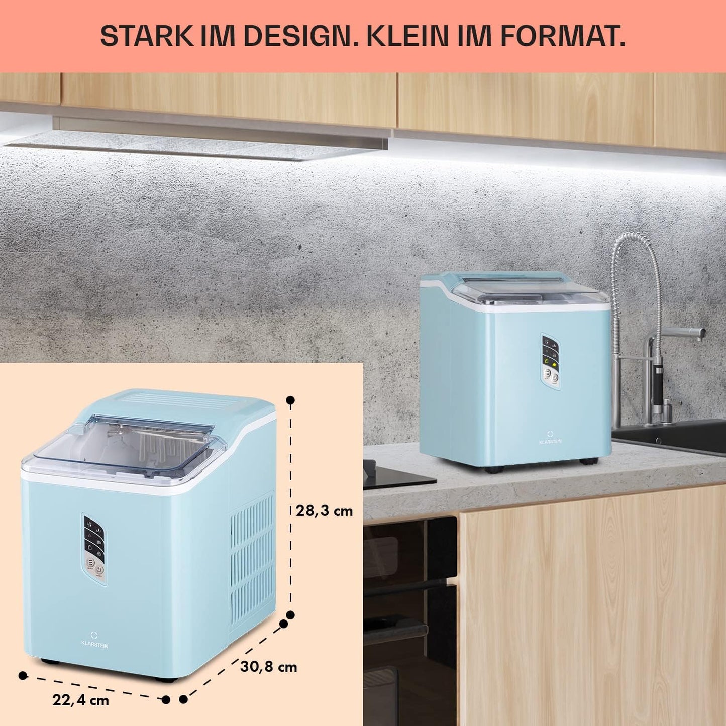 Eiswürfelmaschine, Blau
