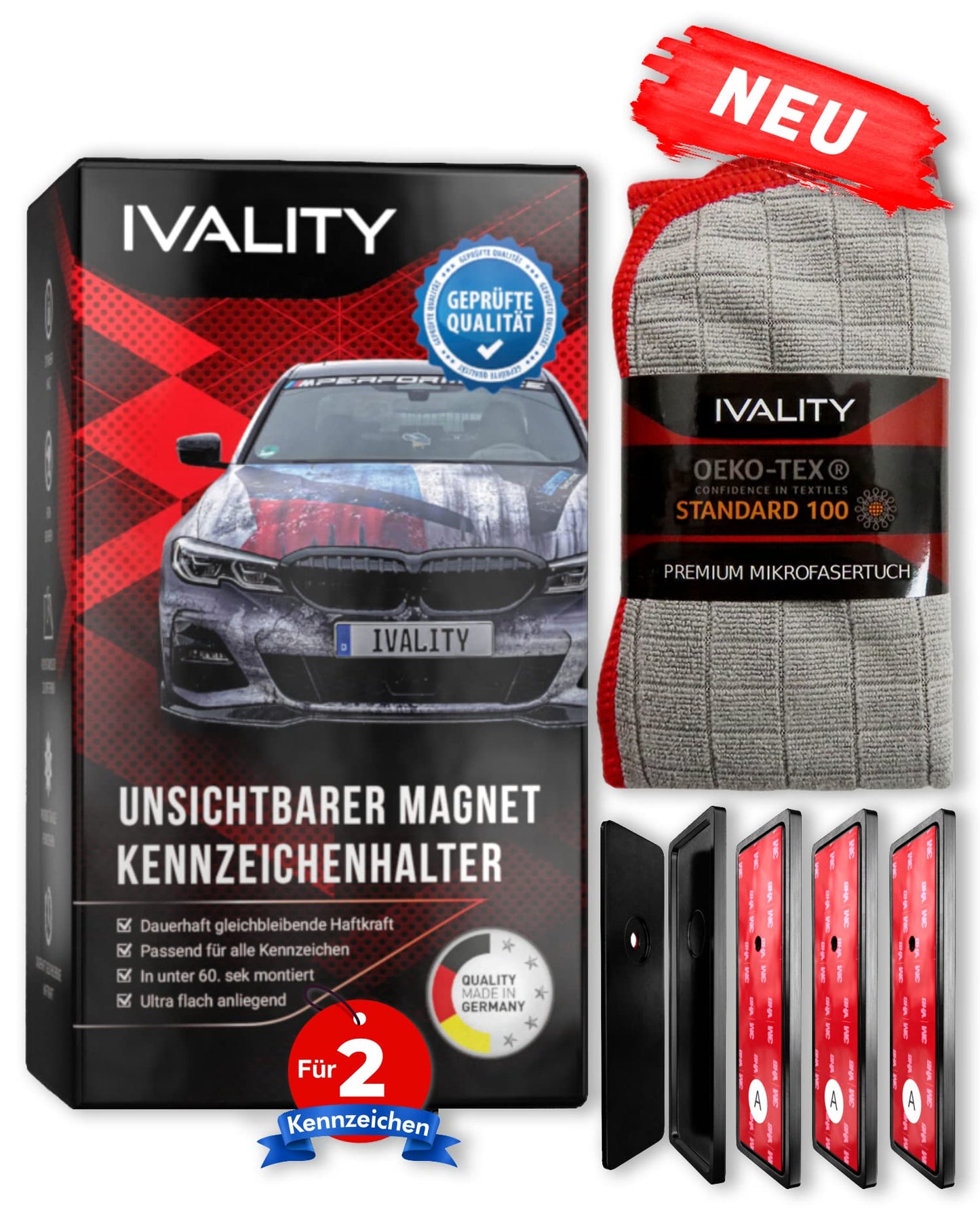 Kennzeichenhalter rahmenlos, schwarz
