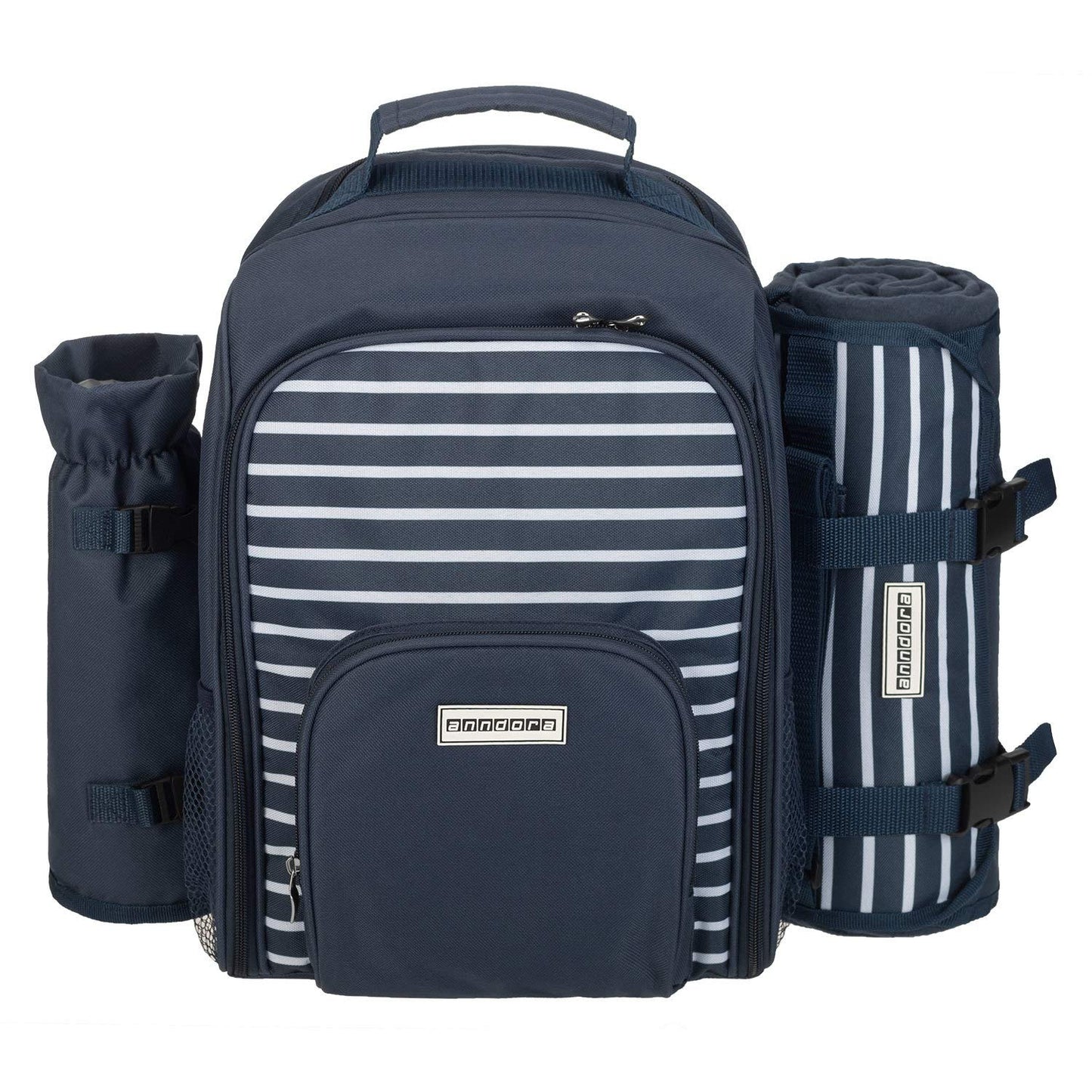 Picknickrucksack Set, Navy Blau Weiss Set