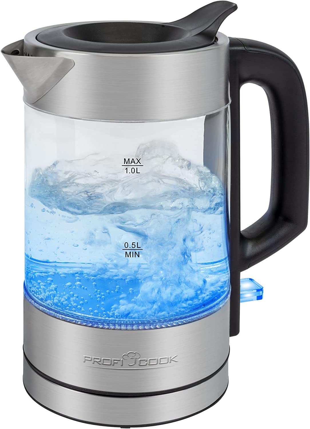 Glas-Wasserkocher PC-WKS 1229 G, 1 Liter