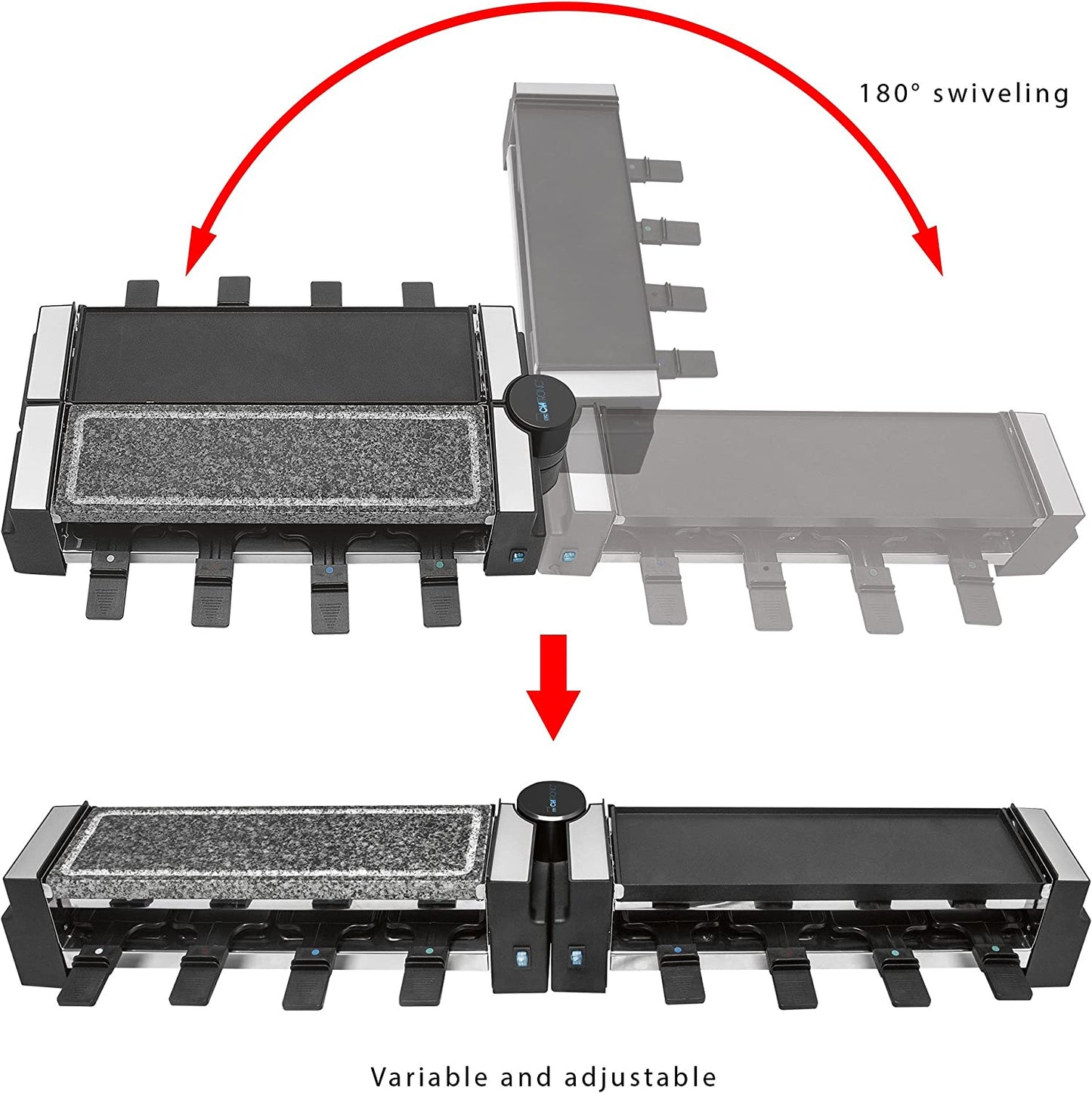 Raclette Grill mit heissem Stein RG 3678, Stein & Grillplatte + Drehgelenk