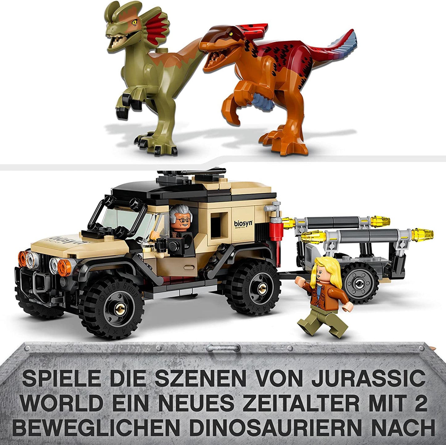 76951 Jurassic World Pyroraptor & Dilophosaurus Transport, Konstruktionsspielzeug