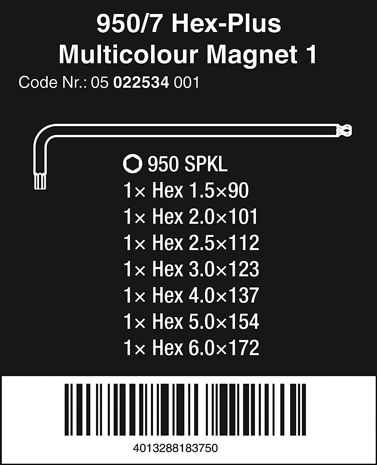 950/7 Hex-Plus Multicolour Magnet 1 Winkelschlüsselsatz, 7-teilig, Schraubendreher
