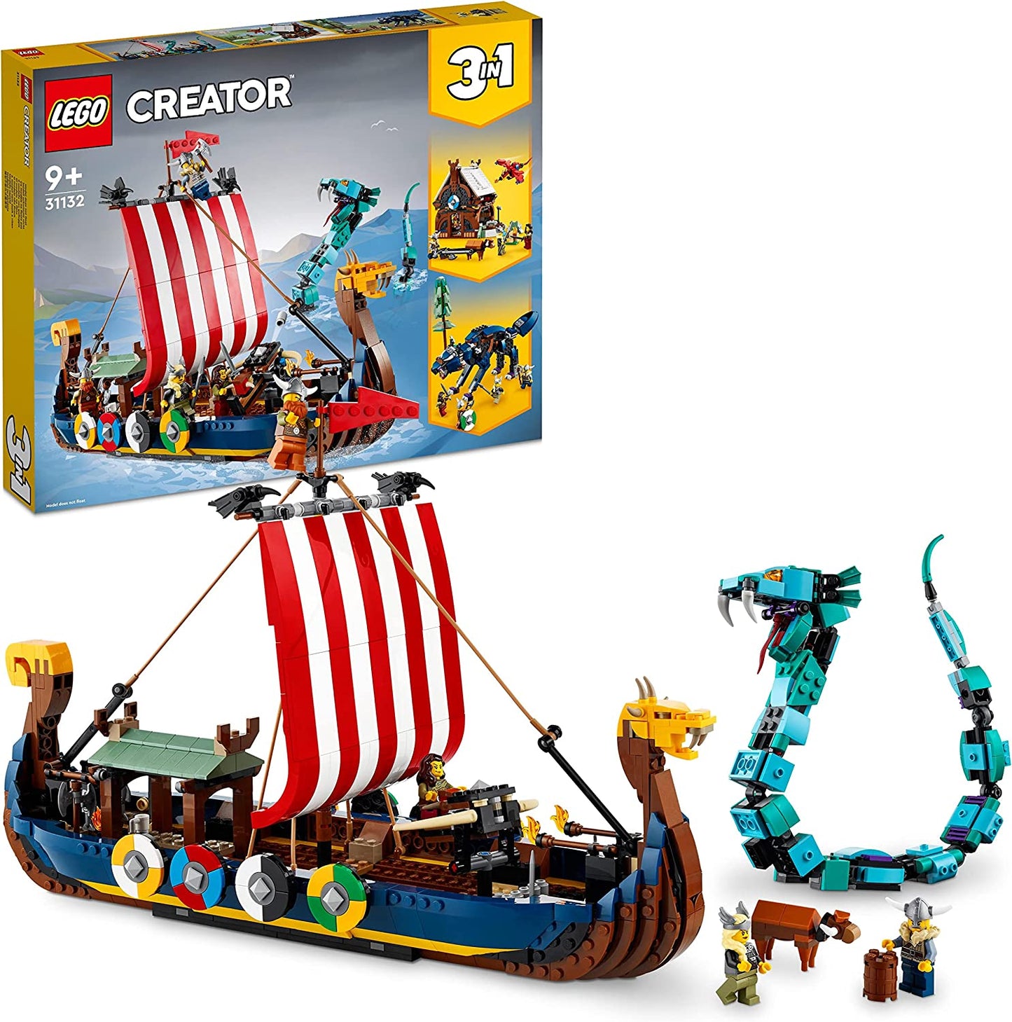 31132 Creator 3in1 Wikingerschiff mit Midgardschlange, Konstruktionsspielzeug