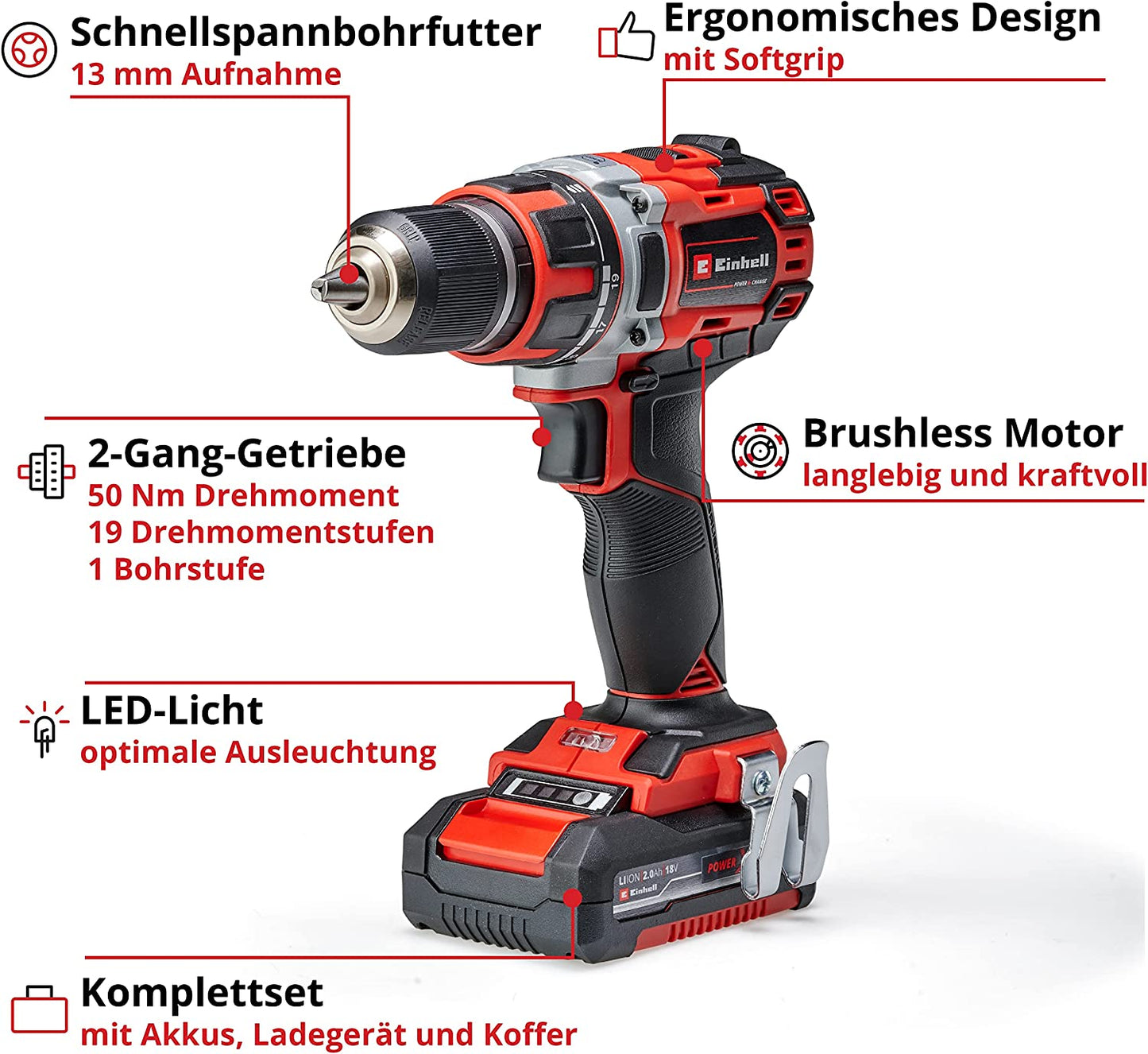 Akku-Bohrschrauber TE-CD 18/50 Li BL, 18Volt