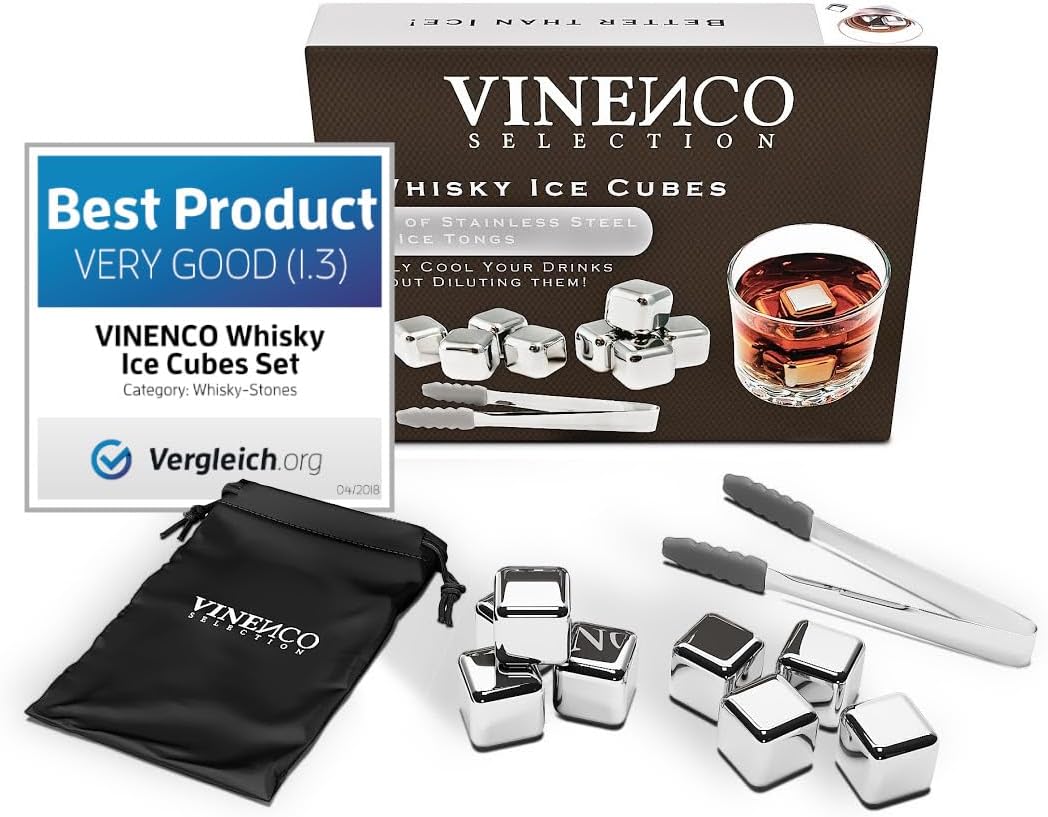 Whisky Steine Set, 8er Set Edelstahl, Edelstahl