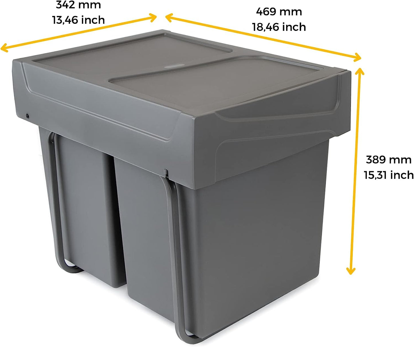 Küchenabfalleimer, Anthrazitgrau, Küchenabfallbeh, 2 x 20 litres