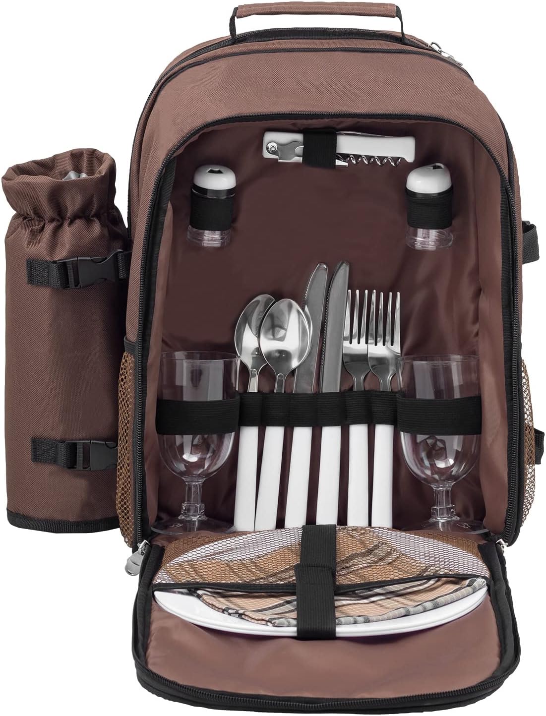 Picknickrucksack, Braun Bunte Kreise