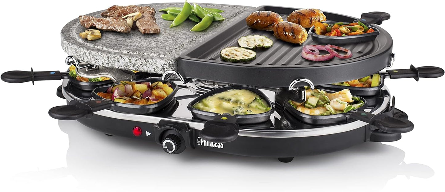 162710 Raclette 8 Oval Stone & Grill Party