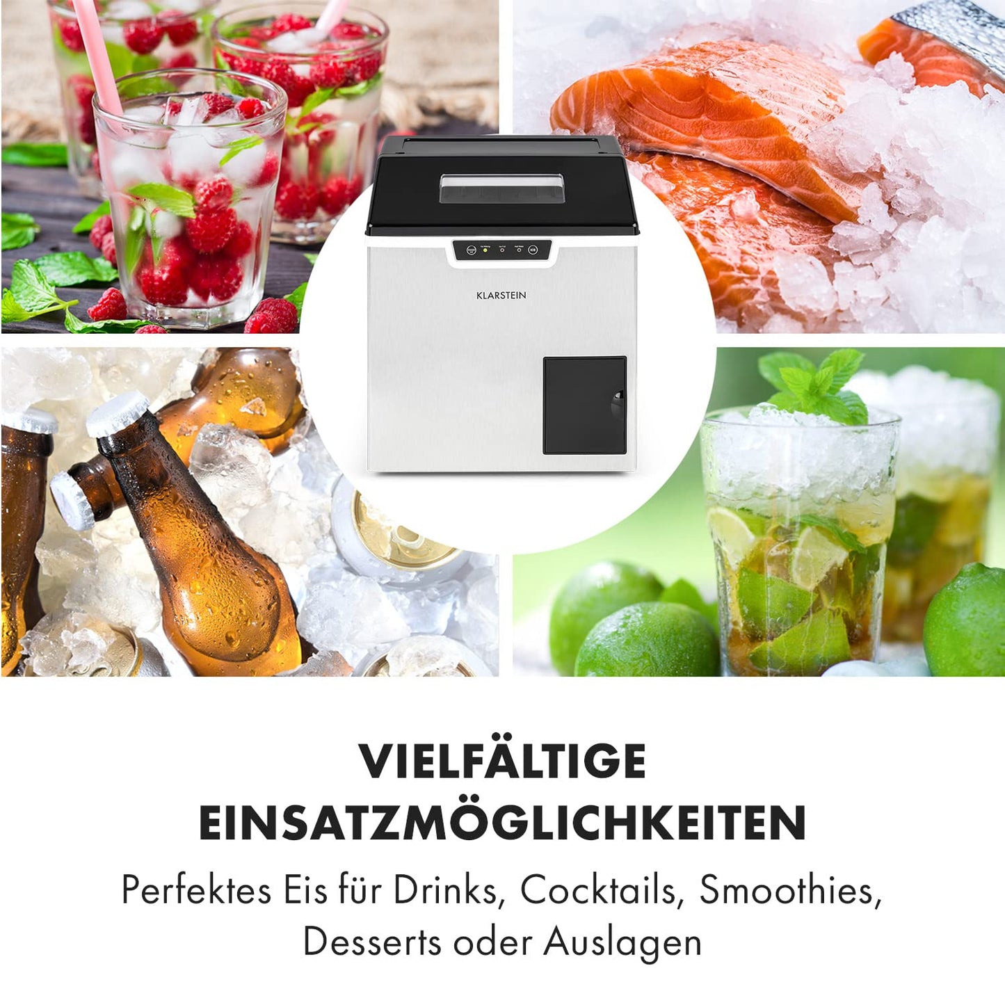 Ice Festival Eiswürfelmaschine, 3 L, Grau / Schwarz