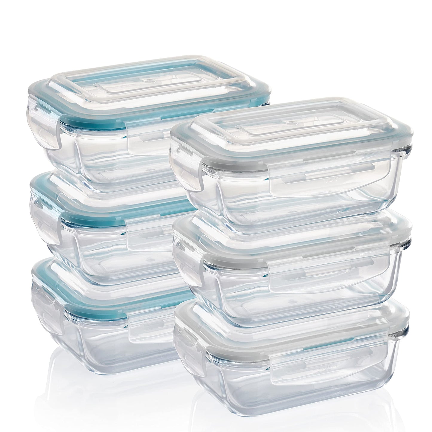 Aufbewahrugnsboxen, Rechteckig. 6 x 370 ml