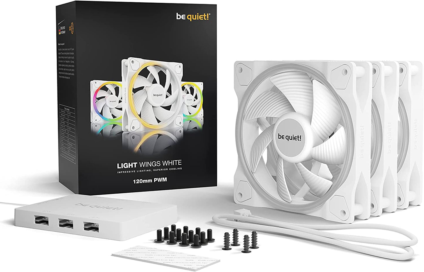 Light Wings White 120mm PWM Triple Pack, Gehäuselüfter