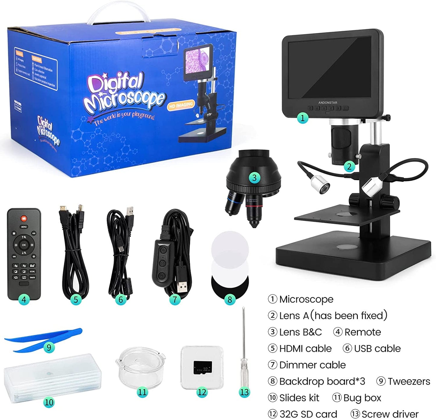 HDMI-Digitales Mikroskop, 7" LCD (HDMI)-AD246S-P