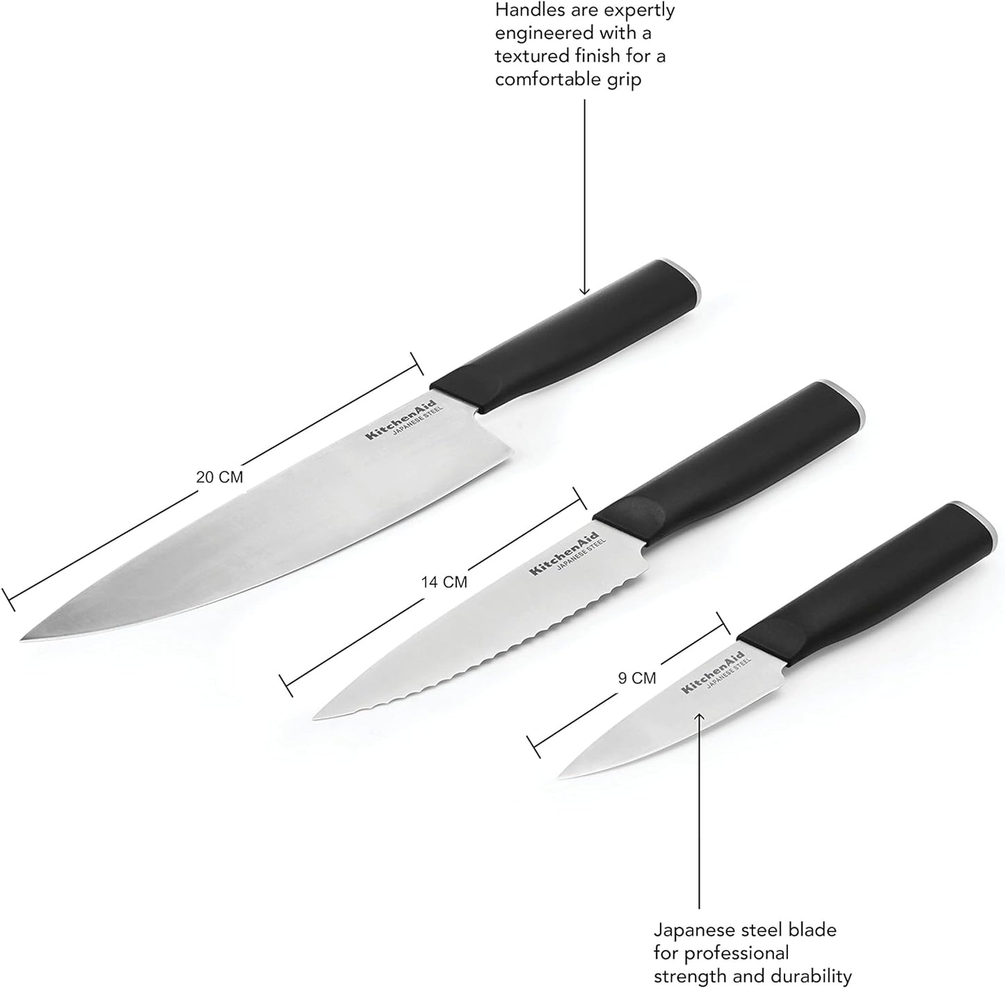 Messer Set mit Klingenschutzhülle, 3-teiliges japanisches Messerset