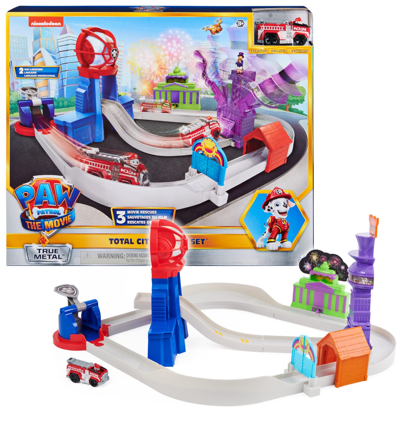 Paw Patrol, True Metal Total City Rescue Movie Rennstrecken-Set, Rennbahn