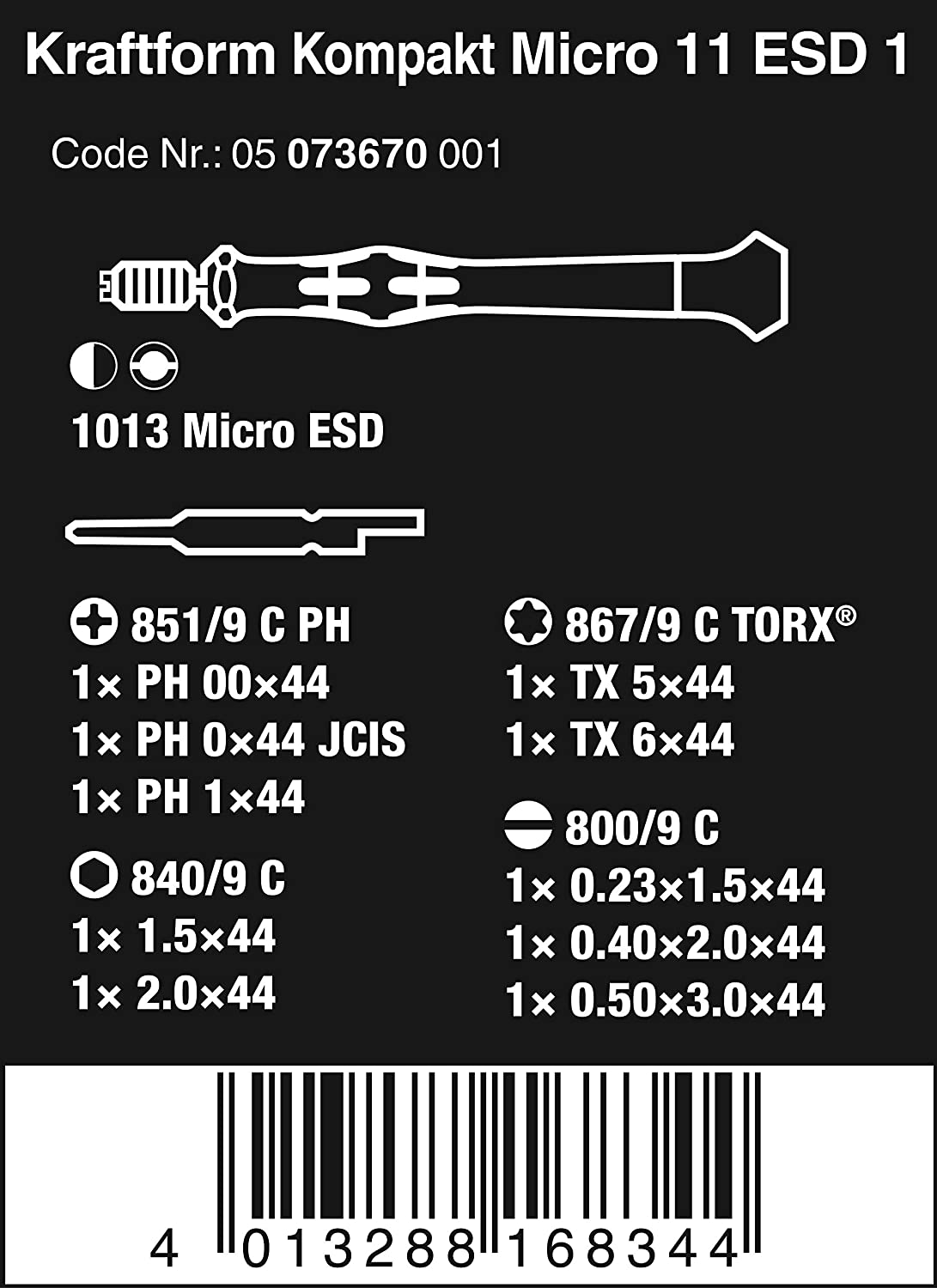 Kraftform Kompakt Micro Set ESD/11 SB, Bit-Satz