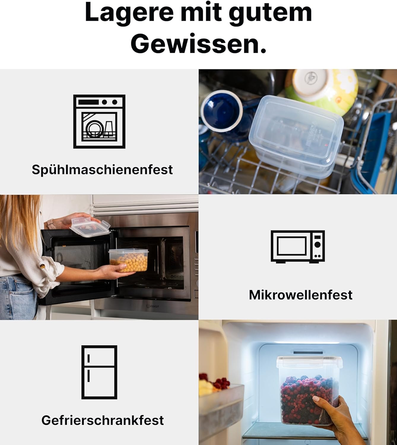 Vorratsdosen-Set mit Deckel, 24 Set L Weiss