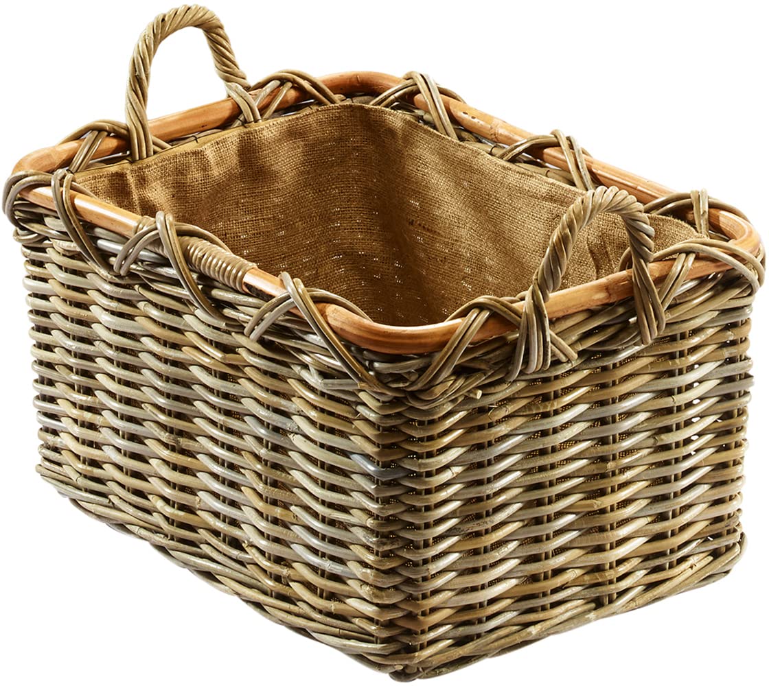 Kaminholzkorb, Kubu Grau Stoff Jute