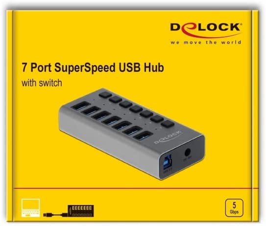 Externer SuperSpeed USB Hub mit 7 Ports + Schalter, USB-Hub