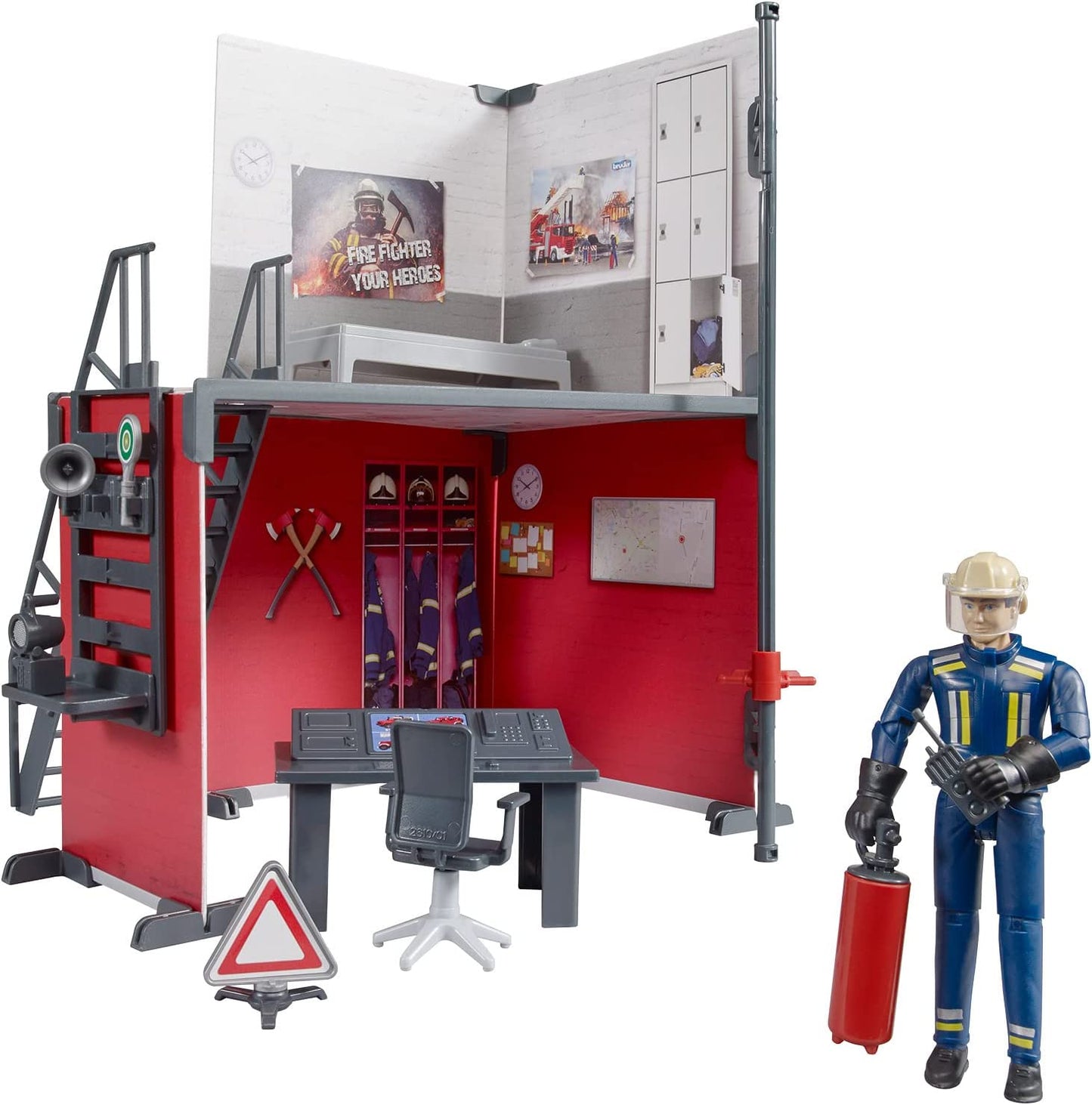 bworld Feuerwehrstation mit Feuerwehrmann, Kulisse