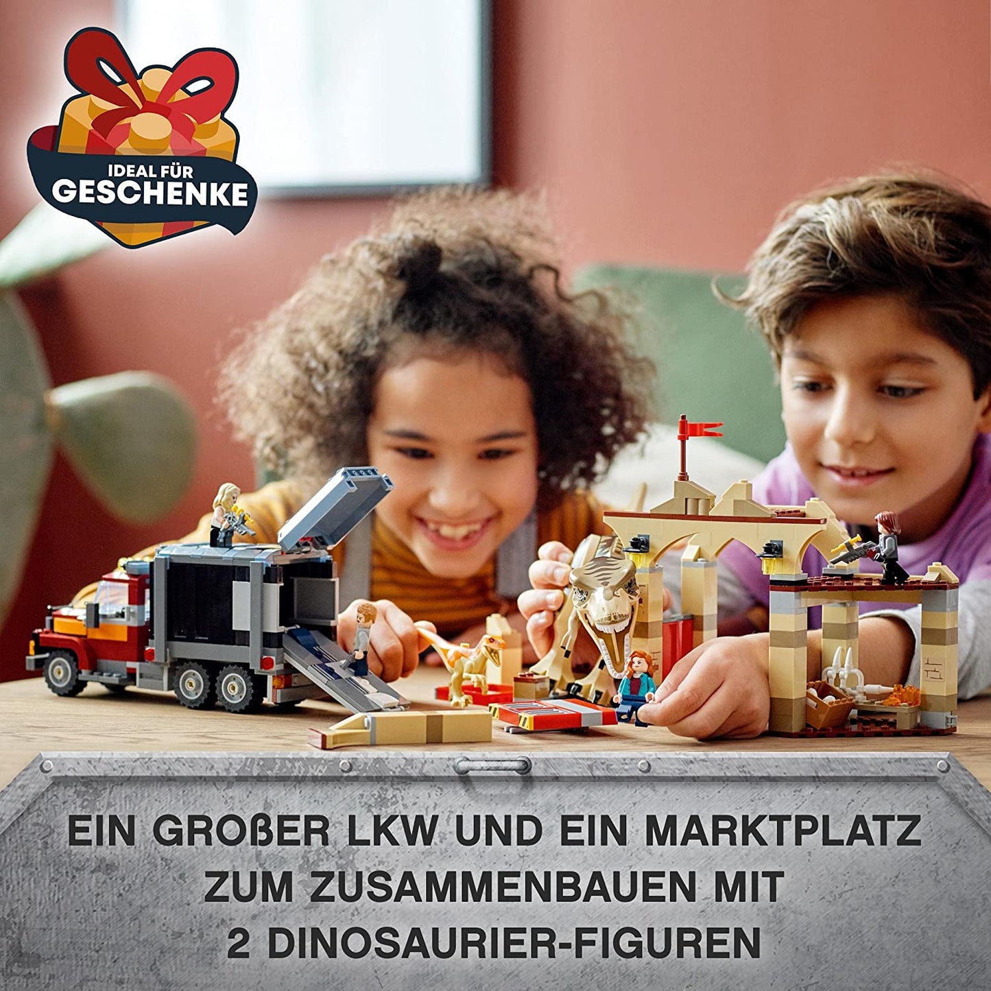 76948 Jurassic World T. Rex & Atrociraptor: Dinosaurier-Ausbruch, Konstruktionsspielzeug